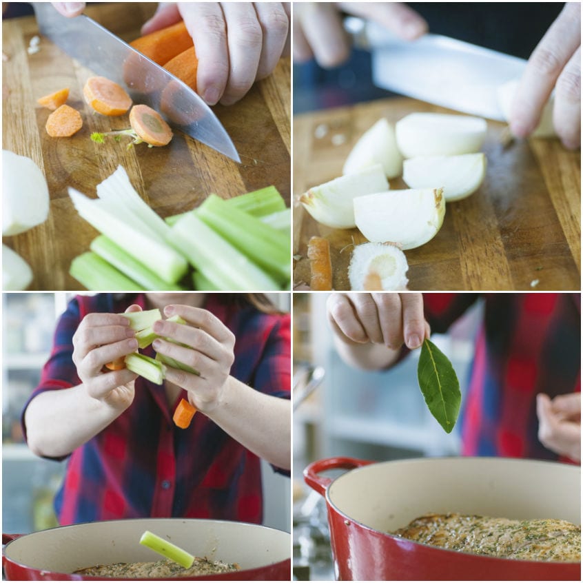 Arrotolato ripieno in pentola con l'aggiunta delle verdure