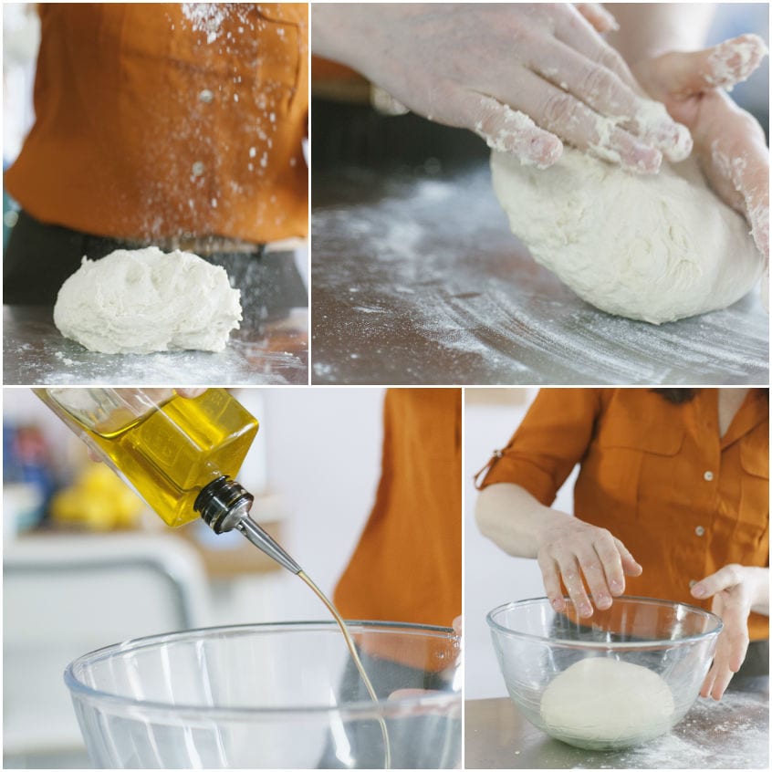 Impasto del pane lavorato a mano, oliato e messo a lievitare in ciotola