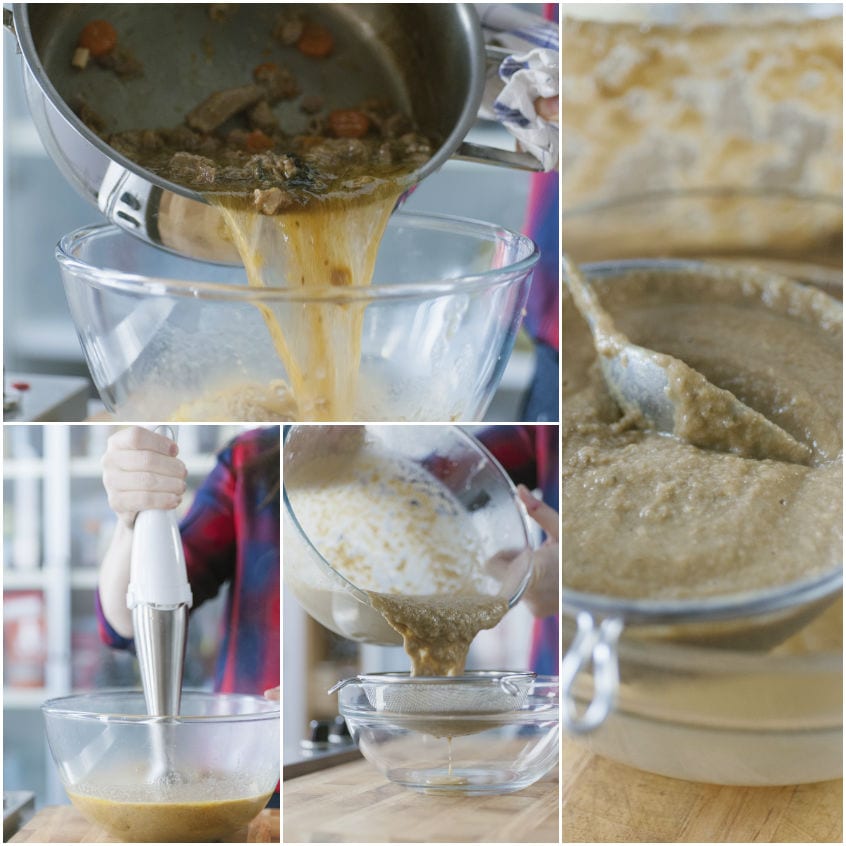 Sughetto frullato con il mixer a immersione e poi filtrato attraverso un colino