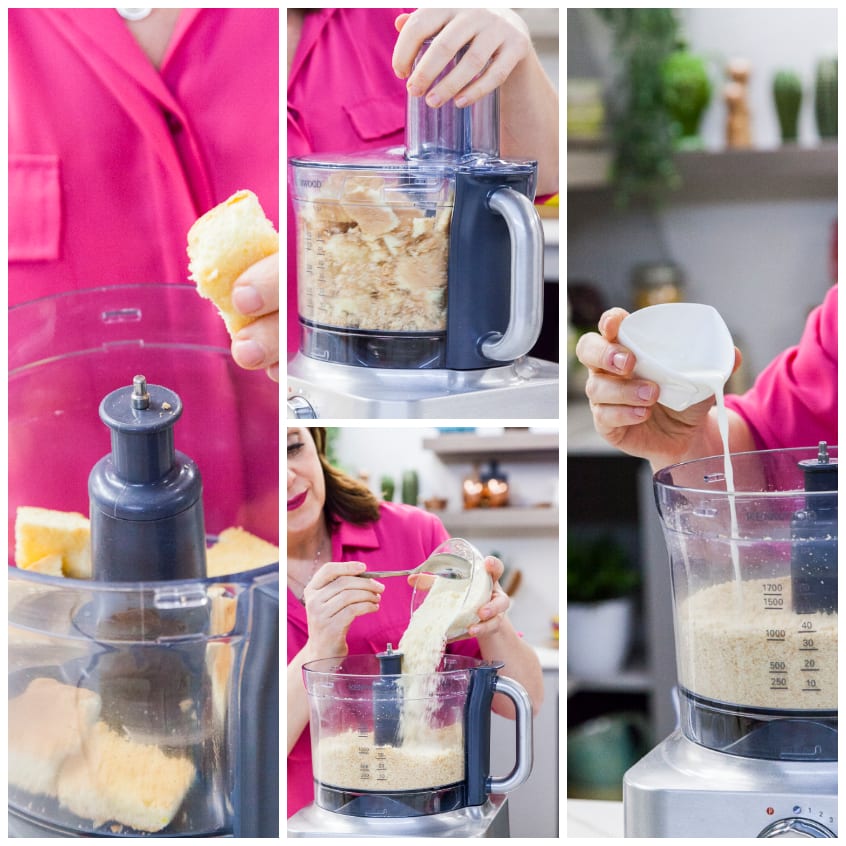 Pasta biscotto spezzettata nel food processor, poi aggiunta di panna per i truffles al caffè