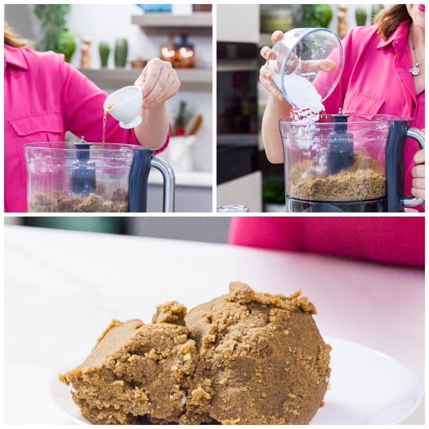 Impasto granuloso per truffles al caffè appena frullato con zucchero e liquore