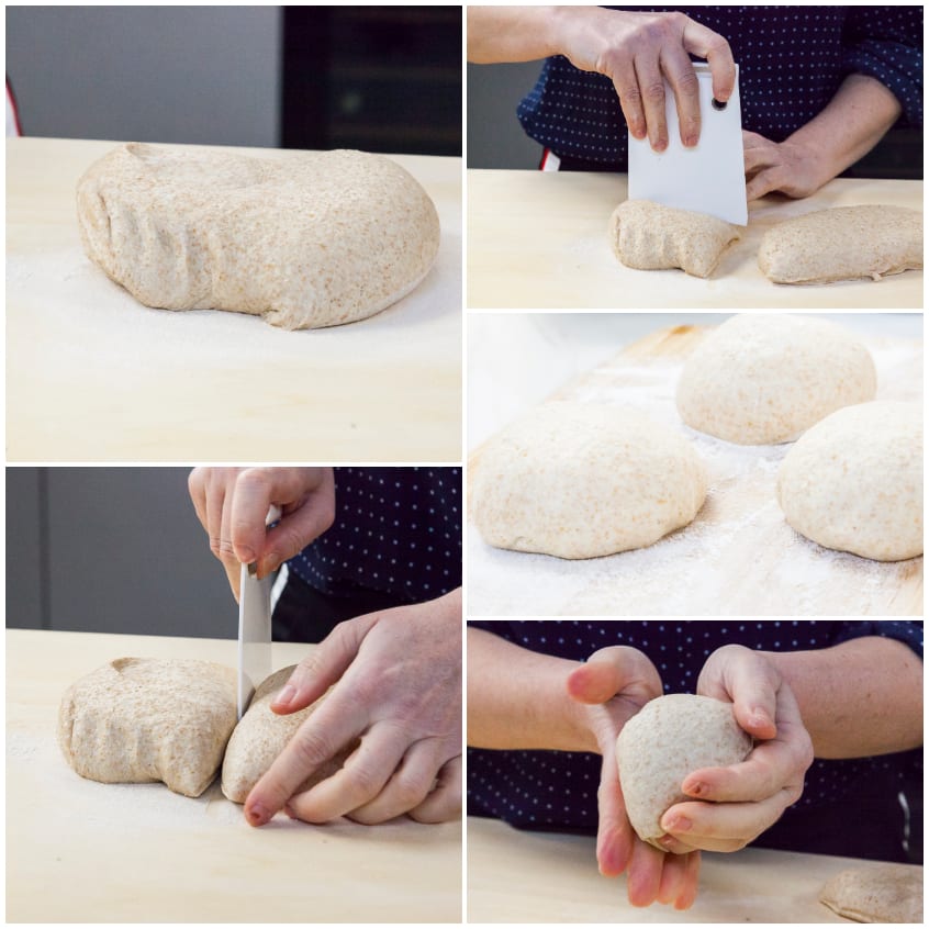 L'impasto per la torta pasqualina diviso in quattro porzioni e modellato a palline