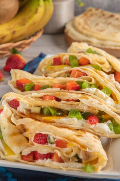 Crepes con cream cheese e frutta