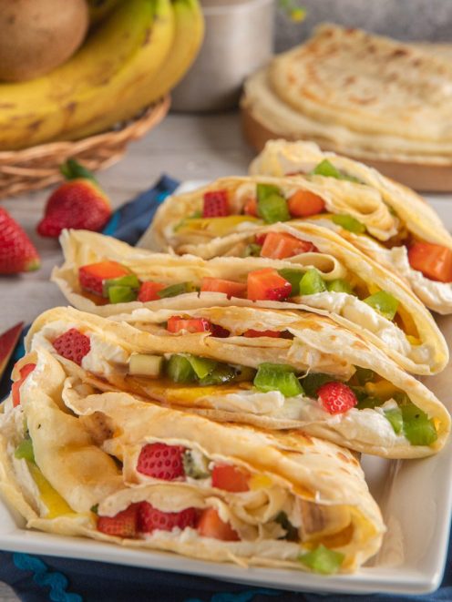 Crepes con cream cheese e frutta