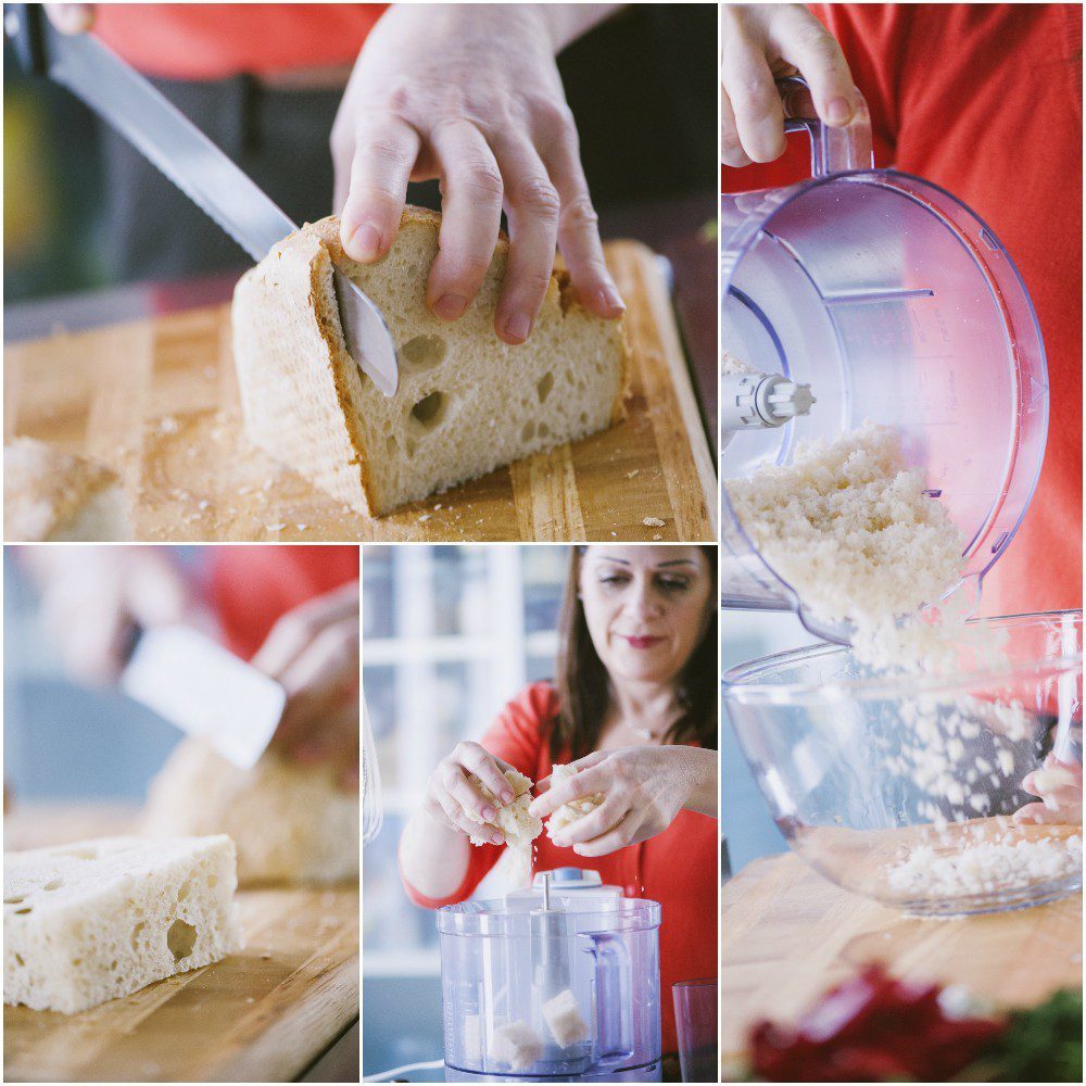 Mollica di pane ricavata a mano e tritata nel food processor, poi versata in una ciotola