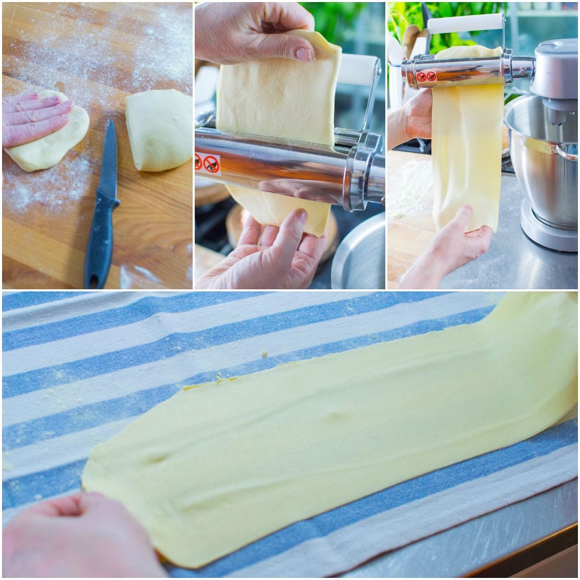 Sfoglia all'uovo tirata con la macchinetta: dal panetto alla sfoglia sottile e allungata