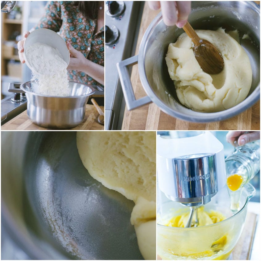 Impasto per zeppole lavorato in planetaria con uova aggiunte una alla volta