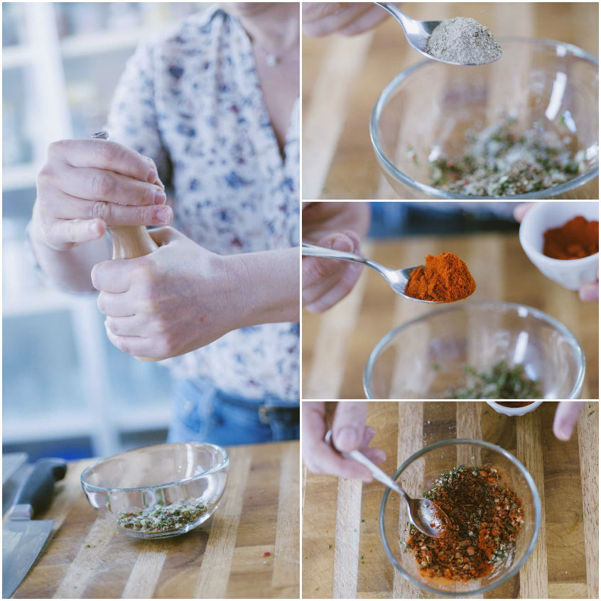 Trito di spezie con peperoncino in polvere mescolato per il pollo alla diavola