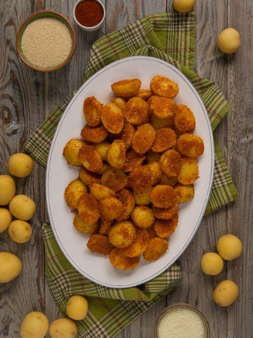 Patate sabbiate al forno con crosticina dorata di pangrattato e paprica