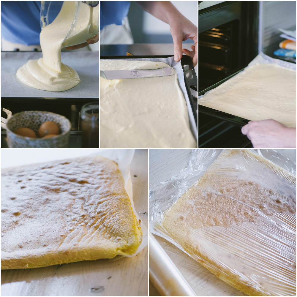 Pasta biscotto stesa sulla teglia, infornata e poi avvolta nella pellicola dopo la cottura