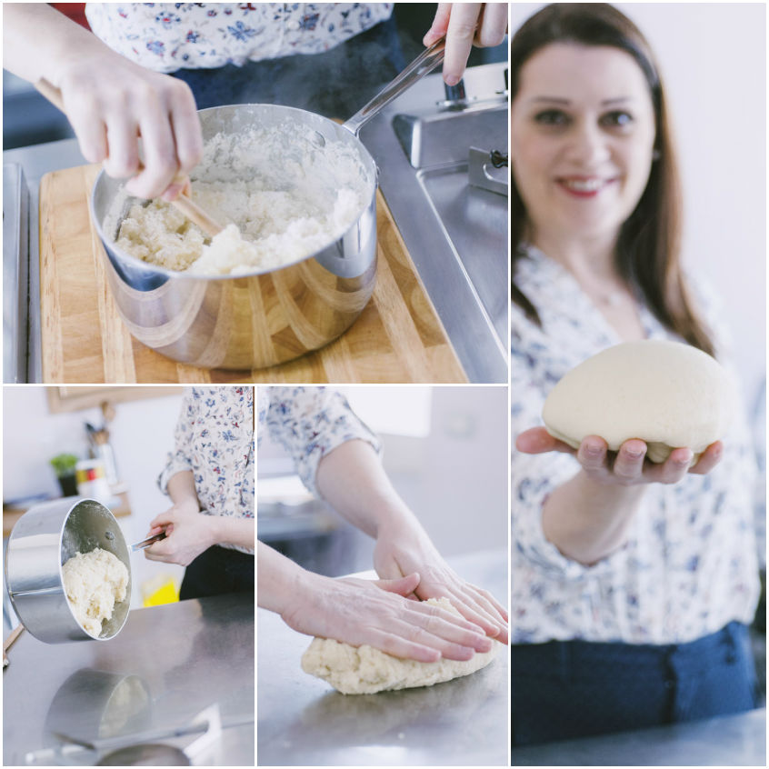 Impasto per gnocchi senza patate lavorato a mano fino a formare un panetto liscio