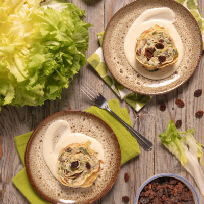Rotolo di crespelle con scarola ricotta e provolone