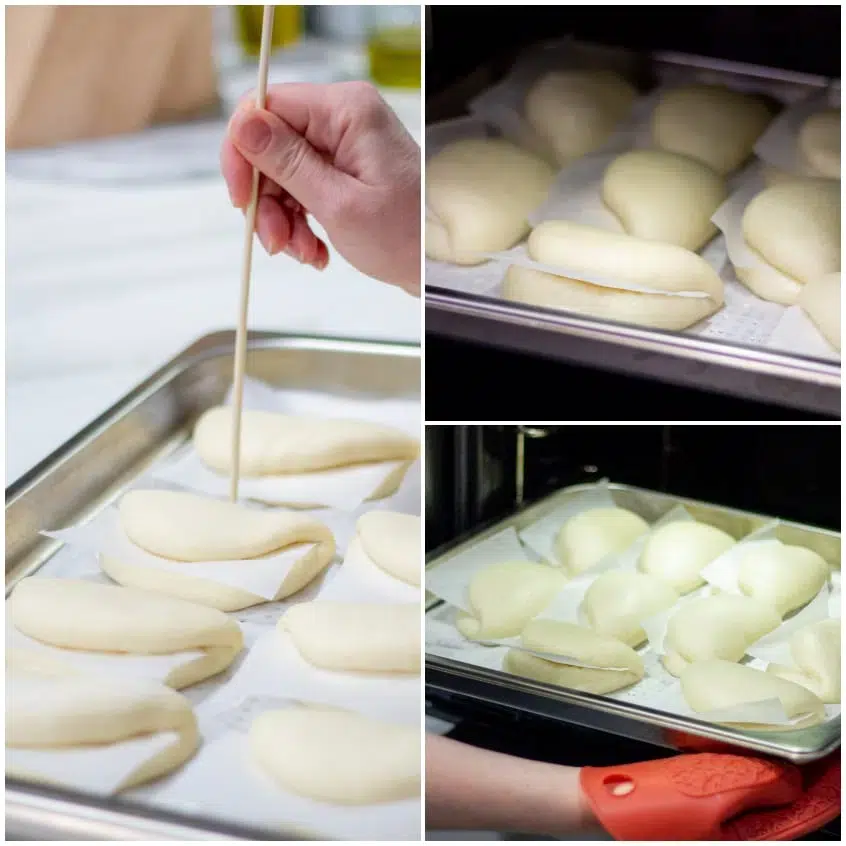 Bao buns disposti nella vaporiera mentre cuociono avvolti dal vapore