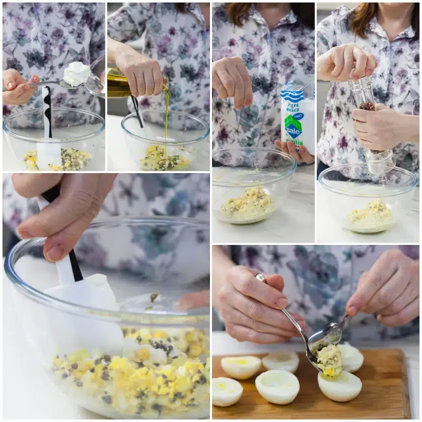 Composto di tuorli e yogurt mescolato e usato per farcire gli albumi sodi